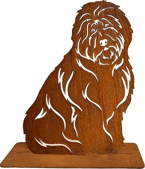 Lebensgrosse Rostfigur Hund Bobtail 75 cm