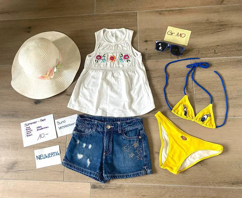 Sommer-Set für Mädchen Gr. 110, Shirt, Shorts, Bikini...