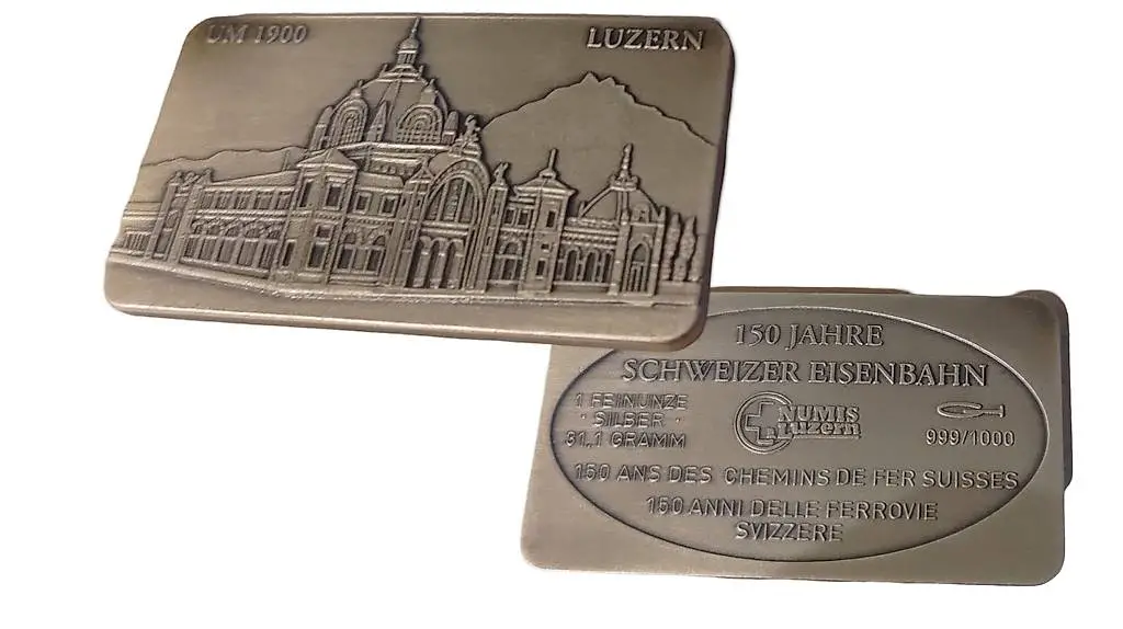 Silbermedaille 150 Jahre Schweizer Eisenbahn Luzern Numis