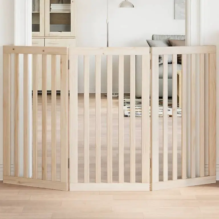 3-tlg. Hundetor Faltbar 150 cm Pappelholz