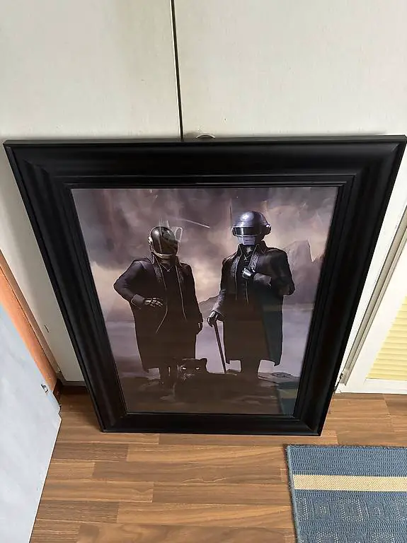 Grosses Daft Punk Portrait mit Holzrahmen