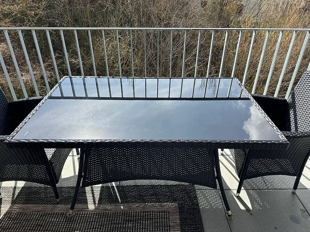 Gartentisch Tisch Balkon Glassplatte Rattan