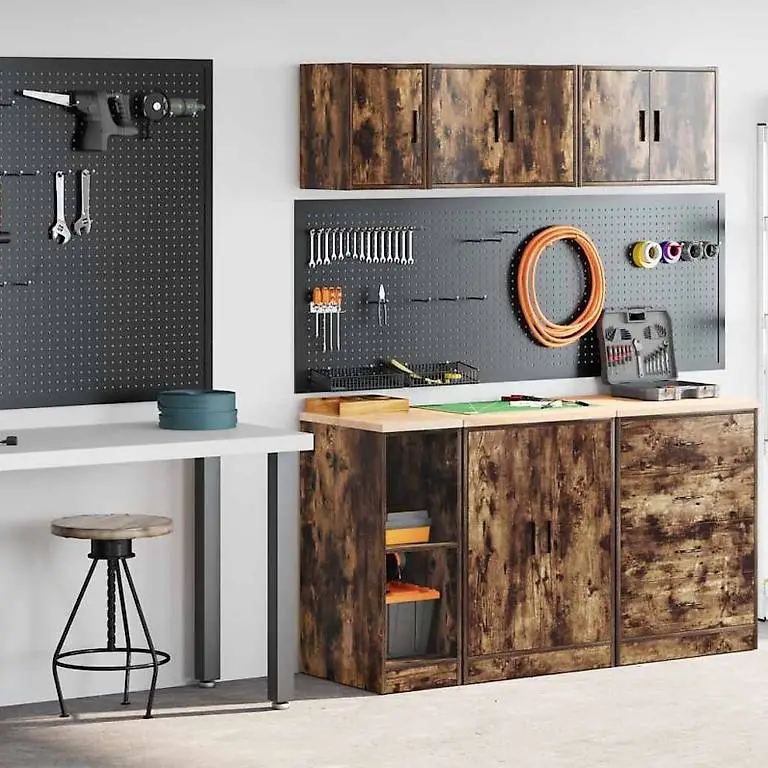 Garagenschränke 2 Stk. Räuchereiche Holzwerkstoff