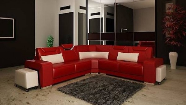  ECK SOFA COUCH GARNITUR LANDSCHAFT LEDER NEU PH739 LUGAN A