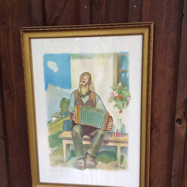 schönes altes Bild - Mann mit Handharmonika