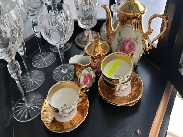 Mocca Service für drei Personen echt vergoldete