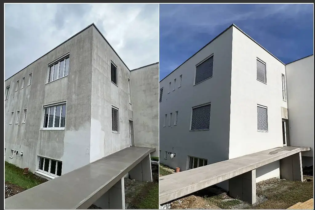 Fassadenreinigung ohne Gerüst fünf Jahre Garantie