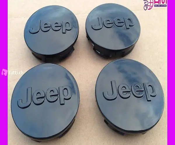  Jeep 4x 64mm Radmitte schwarz Kappen