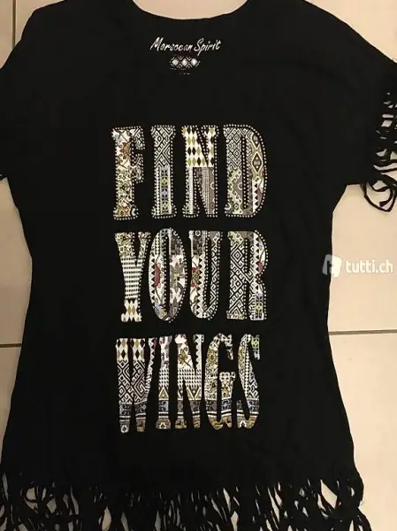 TShirt FIND YOUR WINGS schwarz, Grösse S