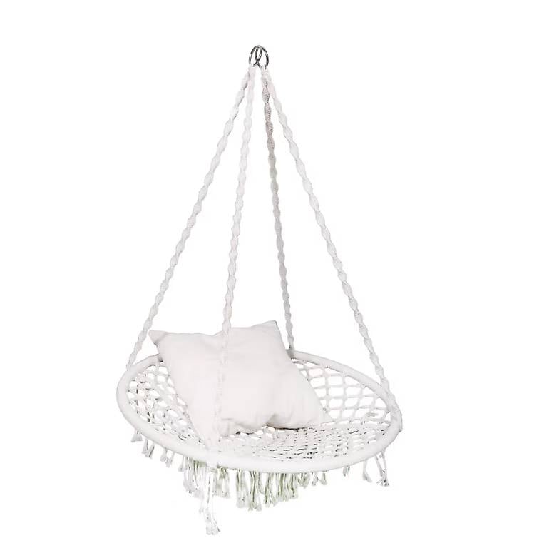 Hängesessel weiss mit Kissen