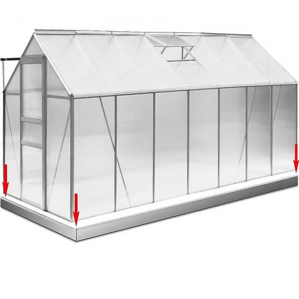  Alu Gewächshaus mit Fundament 435 x 190 cm, 8.17 m²
