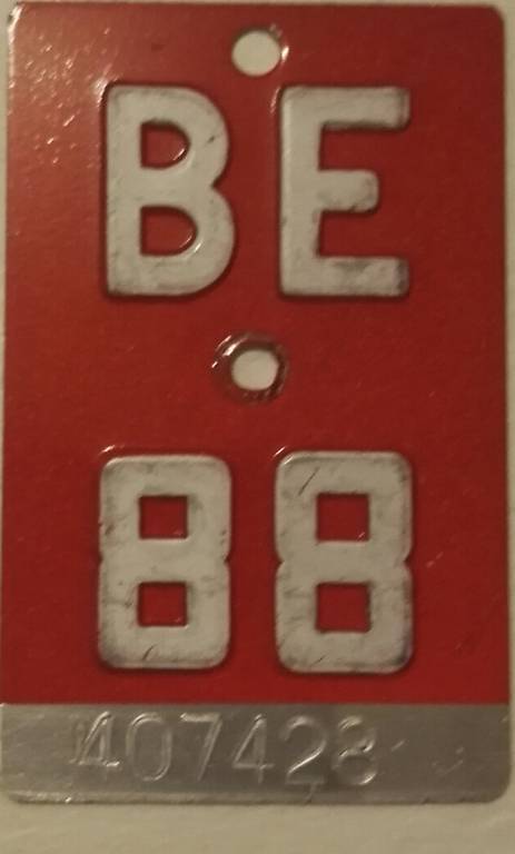 BE 1988 Kanton BERN Velonummer 36. Geburtstag Fahrrad