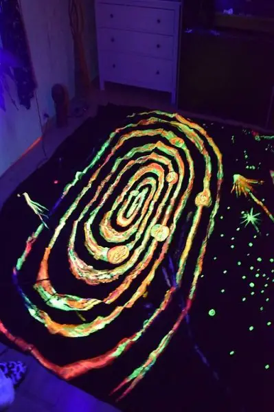 Black light - UV-Painting - Stoffbild - Universum 4x3m