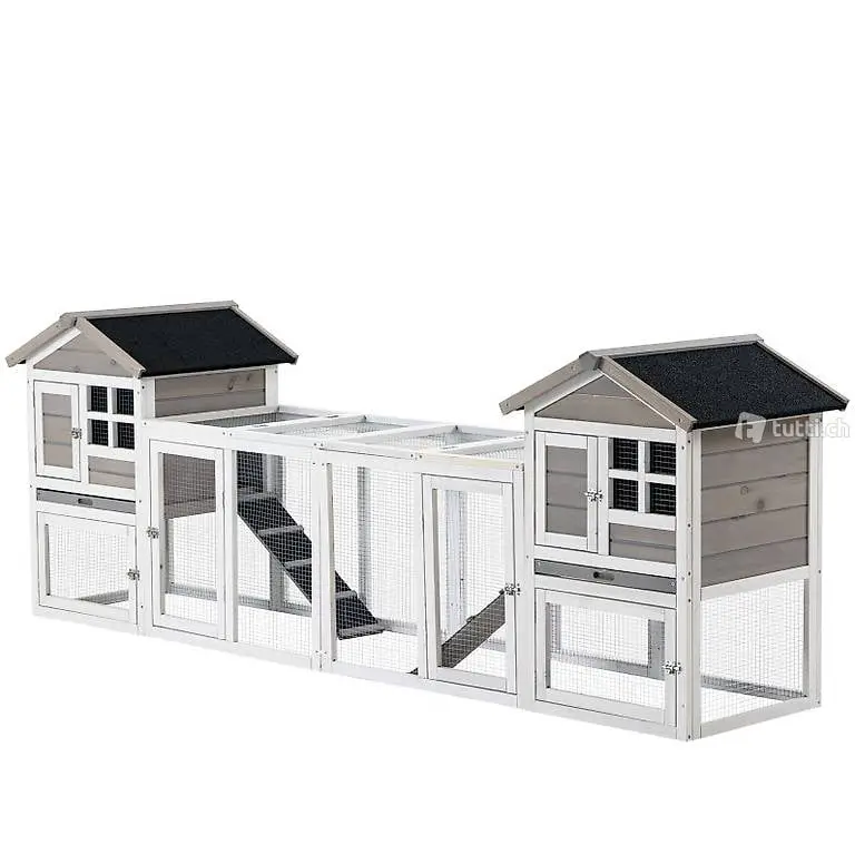  Kaninchenhaus XXL Stall für Meerschweinchen mit Freilauf