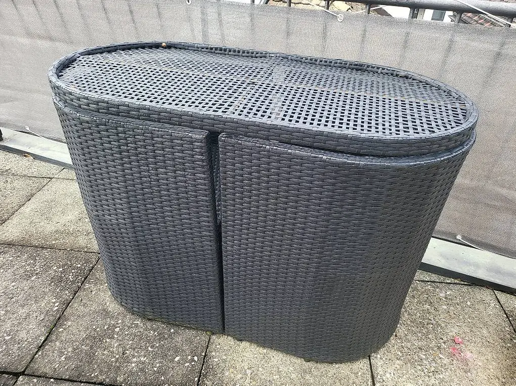 Poly Rattan Tisch set Marmorsockel schwarz