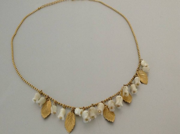 Collier, Halskette m.Maiglöckchen, für Hochzeit, Braut, Fest