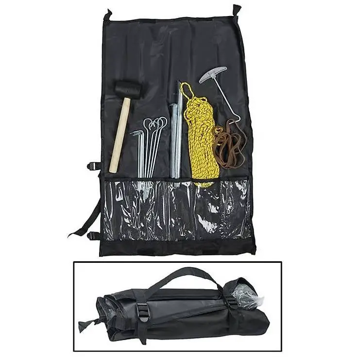 Zelt-Zubehörset mit Heringen, Hammer, Seil, etc.
