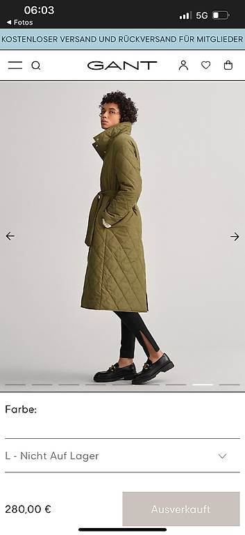 Gant Steppjacke / Mantel olive Grün / Grösse S