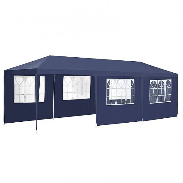  Pavillom Partyzelt Gartenzelt 3x9m mit Seitenwänden in blau