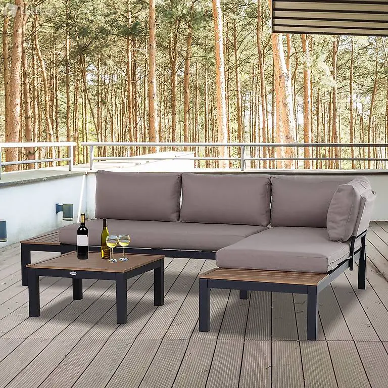  3-teiliges Gartenmöbel-Set mit Beistelltisch, Sofa mit