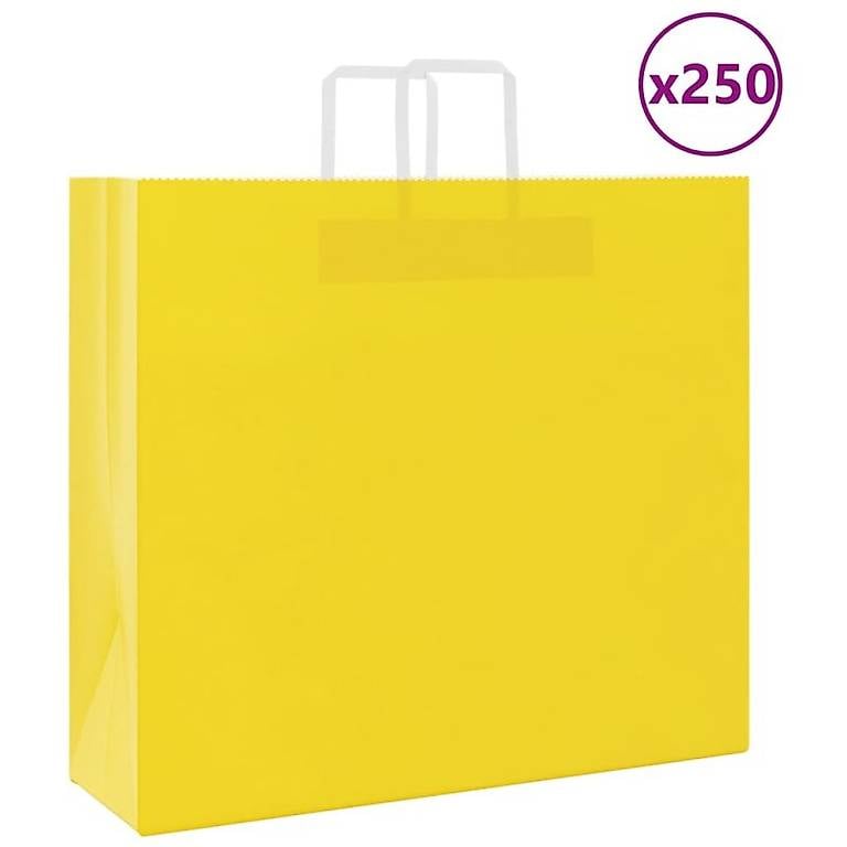 Kraftpapiertüten 250 Stk. mit Henkel Gelb 54x15x49 cm