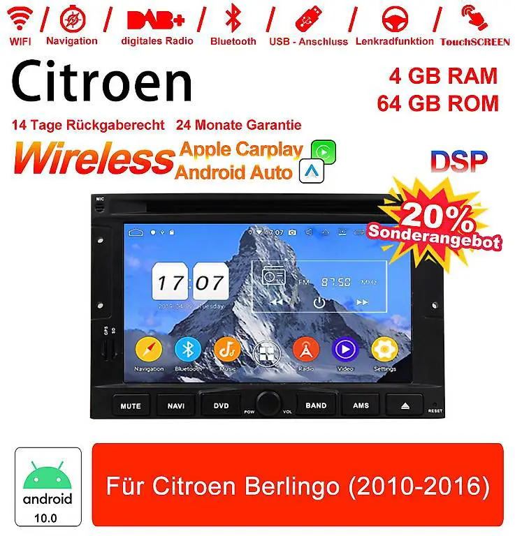 7 Zoll Android 10 Autoradio/Multimedia Für Citroen Berlingo