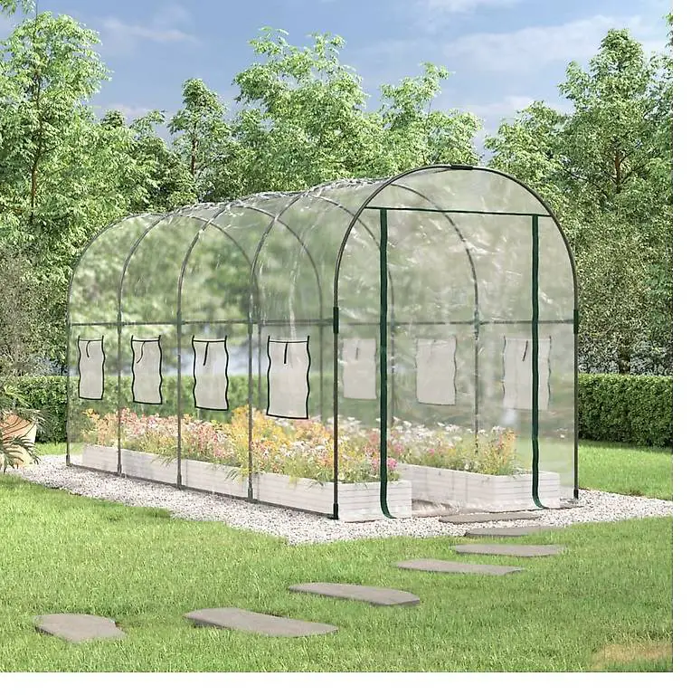 Gewächshaus Transparent 160x400x190 cm PVC & Stahl