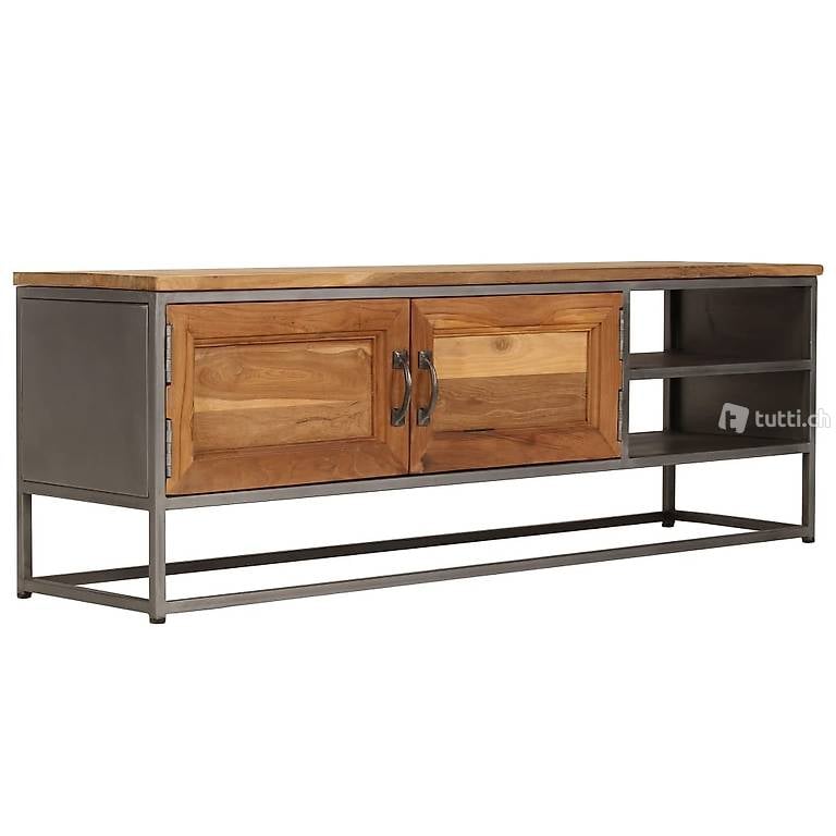  TV-Schrank Recyceltes Teak und Stahl 120 x 30 x 40 cm