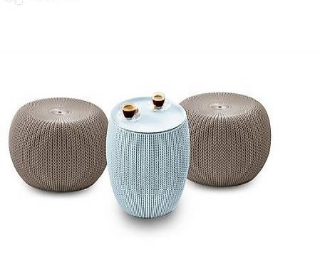  Keter 3-tlg. Gemütliches Sitz-Set KNIT Beige und Blau 22933