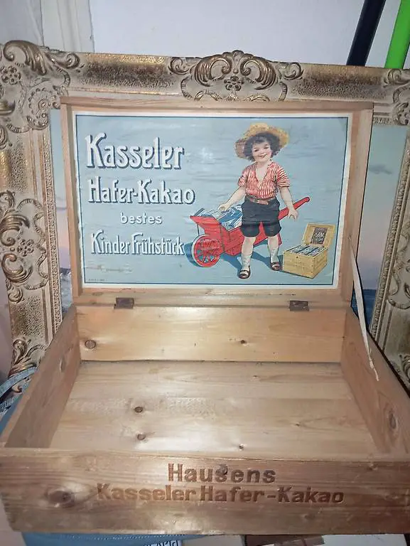 Antike Hausens Kasseler Hafer-Kakao Kiste