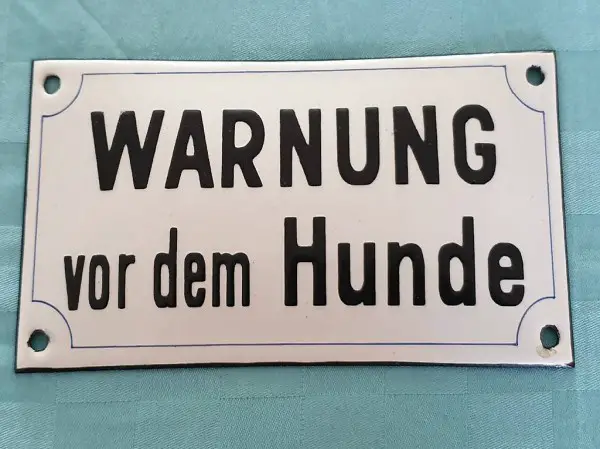  WARNUNG vor dem Hunde Email Schild / Tafel