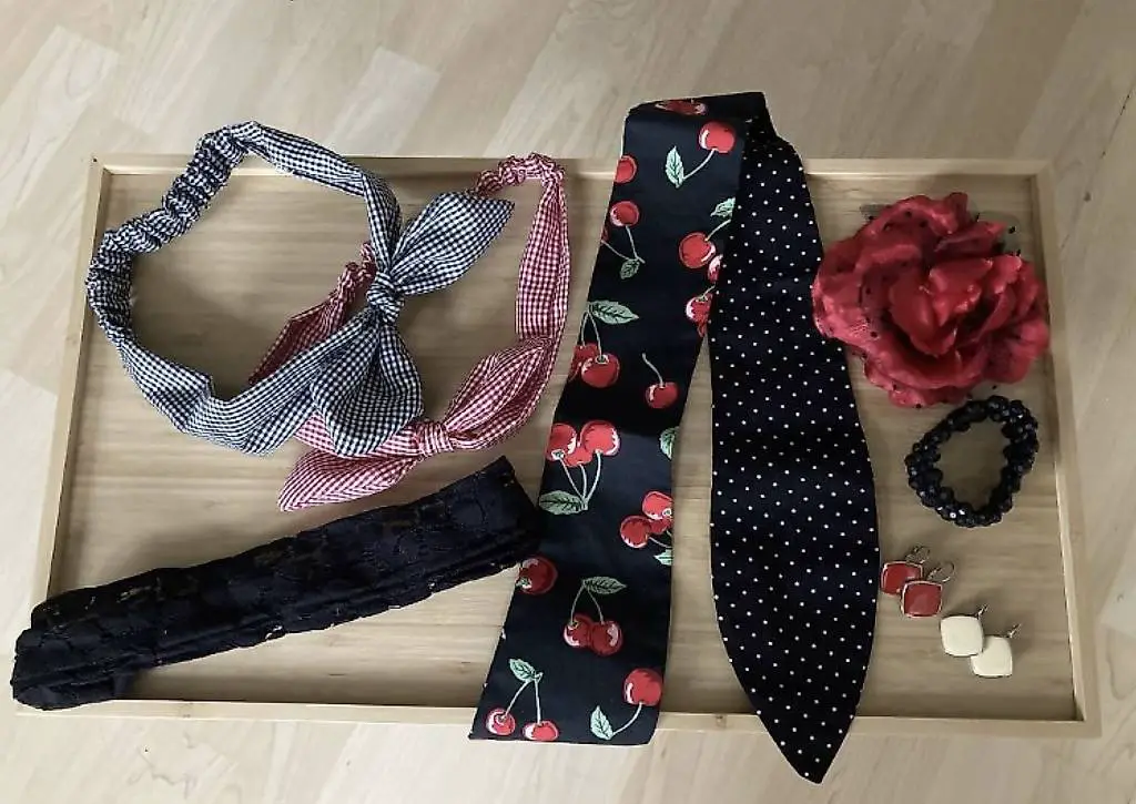 Rockabilly rock n roll Haarband, Ohrringe, Armband