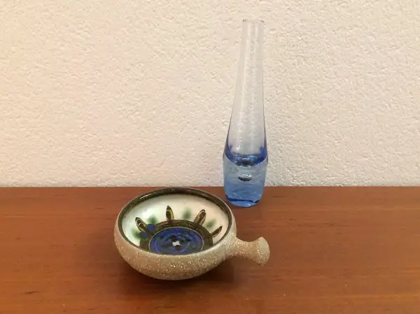 Bornholm Denmark Keramik Schale / Schweizer Glasvase vintage