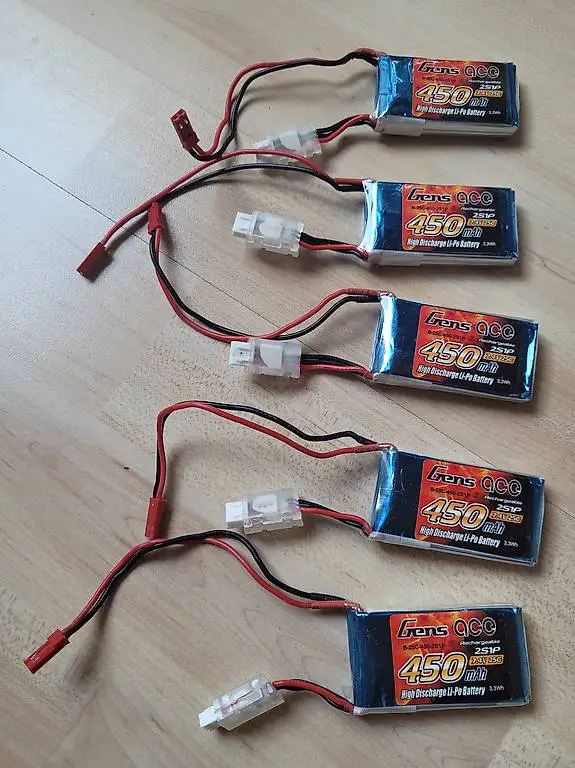 5x Lipo Akku - Gens Ace b-25c-450-2s1p 450mAh