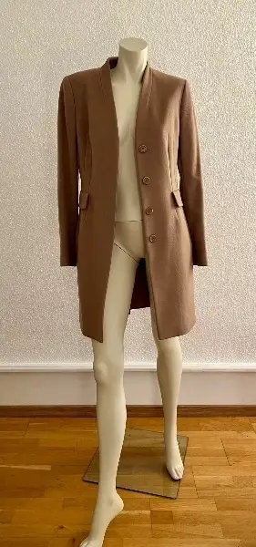Akris punto Wollmantel hellbraun Gr. 36 Herbstmantel elegant