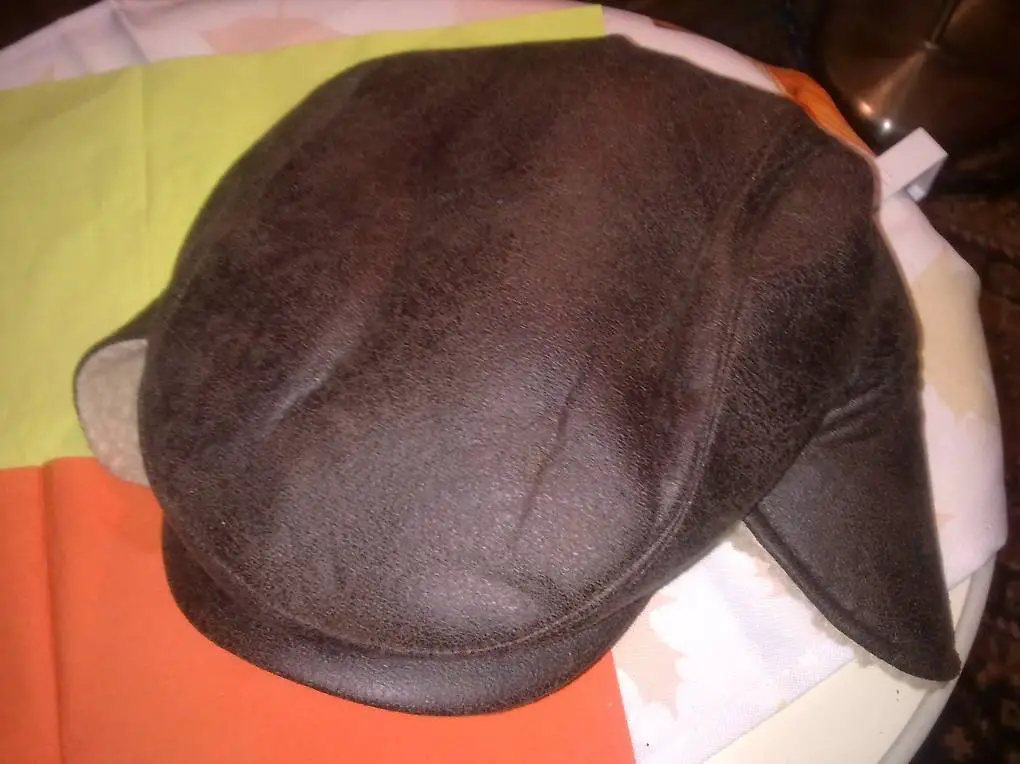 Fliegermütze gefüttert - Grösse XL braun, Wildleder-Optik