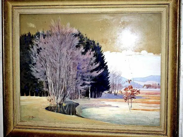 Waldlandschaft, Aquarell auf Papier von F. Kägi