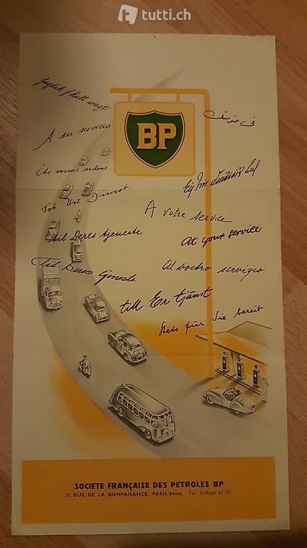Vintage BP Petroles Paris - Nogent sur Seine Strassenkarte