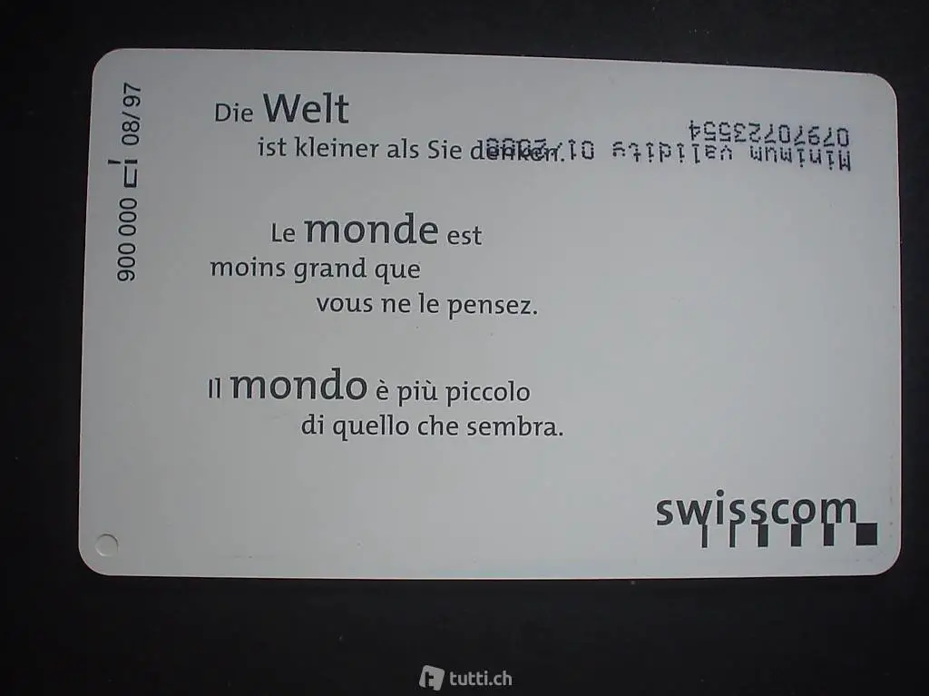 carte de téléphone CP 16.7. TEXTE INVERSÉ. Seule connue