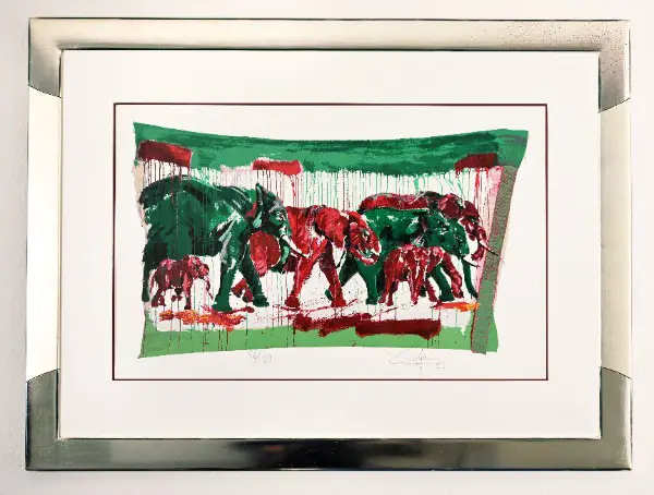 Rolf Knie 6 Elefanten grün-rot