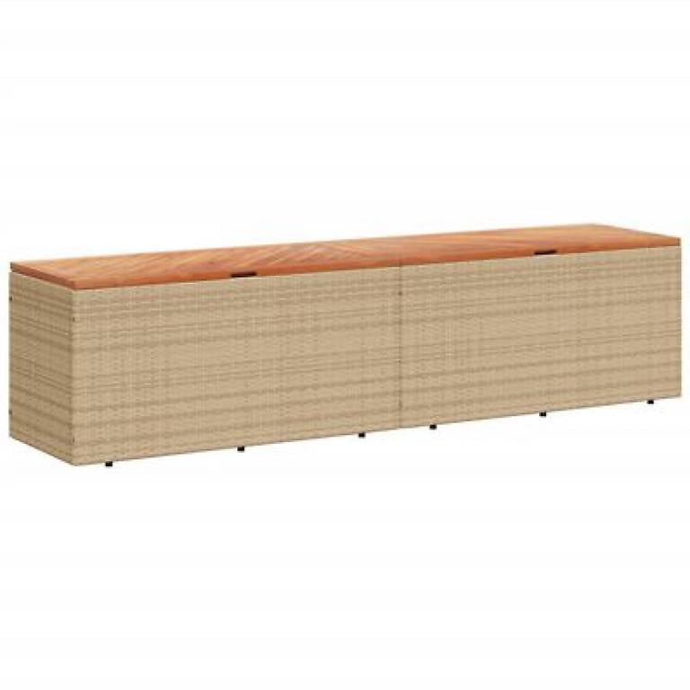 Gartentruhe Beige 220x50x54 cm Poly Rattan 27373