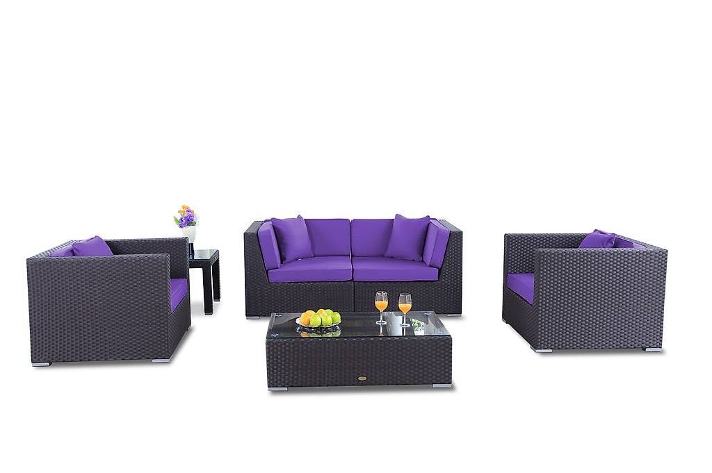 Garten Loungeset Rattanmöbel schwarz