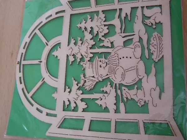 Holzbild Fenster mit Schneemann (neu)