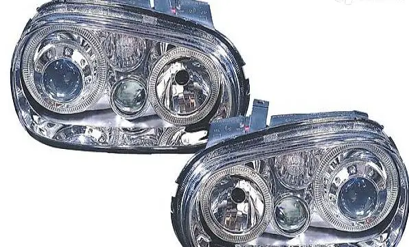  KLARGLAS ANGEL EYES SCHEINWERFER R32 OPTIK CHROM für Golf 4