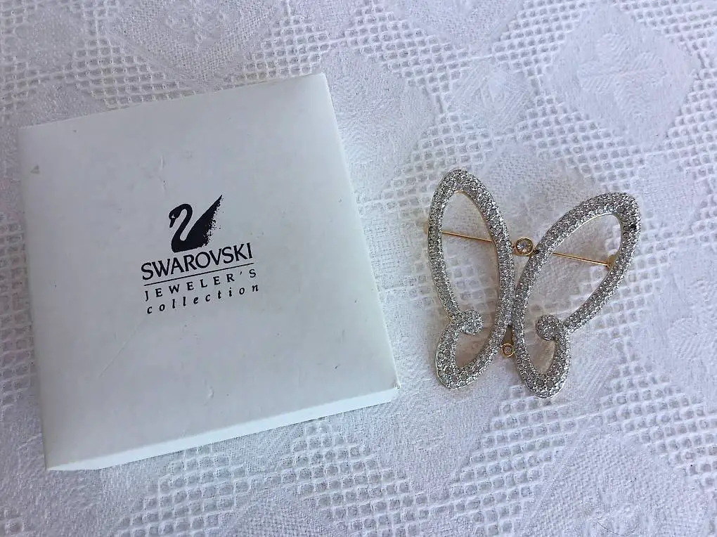 Grosse ältere Swarovski Brosche