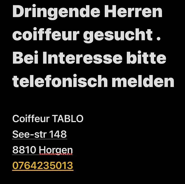 Herren Coiffeur gesucht