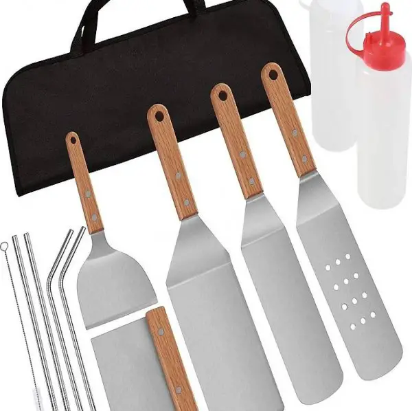  Professionelles Grillspachtel und Edelstahlstrohhalme Set