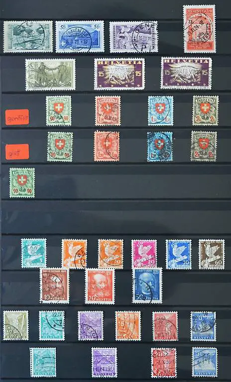 Alte Marken Schweiz 1914 bis 1939, gestempelt