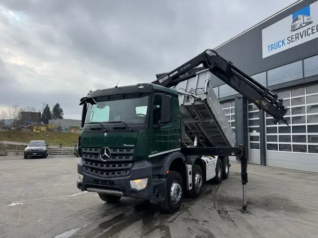 mercedes-benz, arocs 3243 kran / kipper, 3-seitenkipper