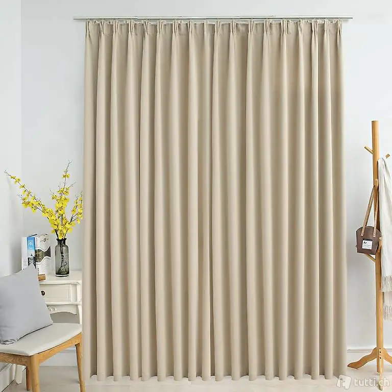  Verdunkelungsvorhang mit Haken Beige 290 x 245 cm
